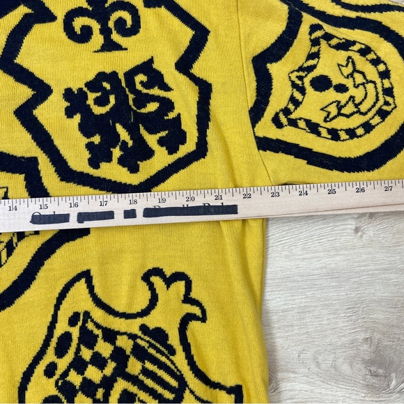Vintage Virgin Wool Merino Extrafine Yellow Coat of Arms Cardigan - Size 14/16 - Picture 8 of 9